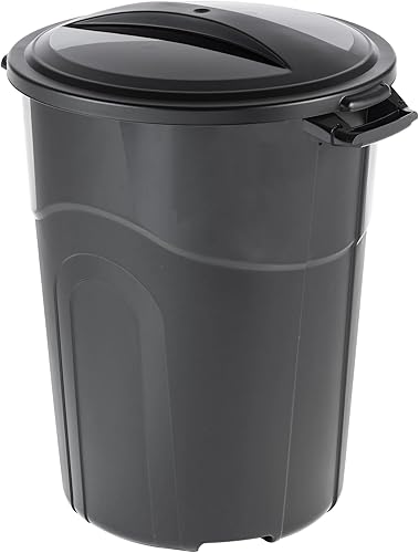 32 Gallon Heavy Duty Plastic Garbage Can, Included Click Lock Lid, Large Trash C