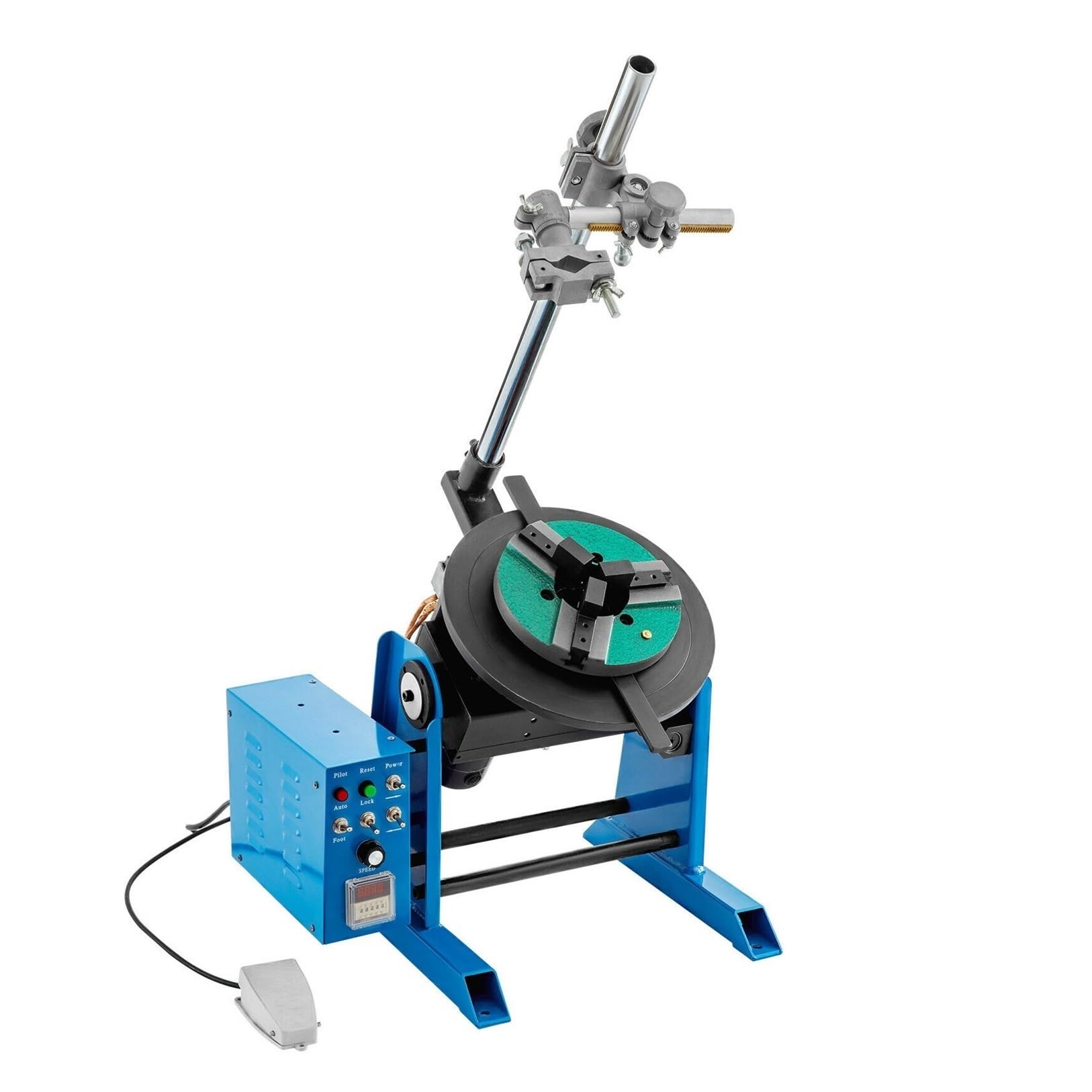 30Kg Rotary Welding Turntable Rotator for Pipe Circle Workpiece Welder Positioner with 200mm Chuck 40W Motor Smooth Rotation