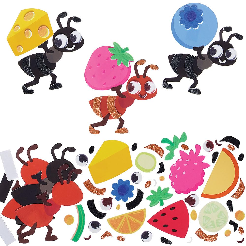 Baker Ross VC148 Picnic Ants Mix & Match Magnet Kits - Pack of 8, Foam Ant Picnic Magnets