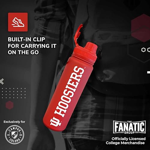 Vista 240 de Campus Colors Botella de agua de acero inoxidable de la NCAA, tapa giratoria, 24 onzas, clip de transporte, mantiene tus bebidas calientes o frías