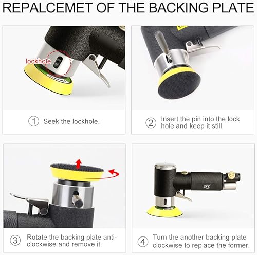 Miniatura 6 de Lijadora de aire orbital aleatoria de 1/2/3 pulgadas, mini lijadora neumática para trabajo de carrocería automática, pulidora neumática de alta
