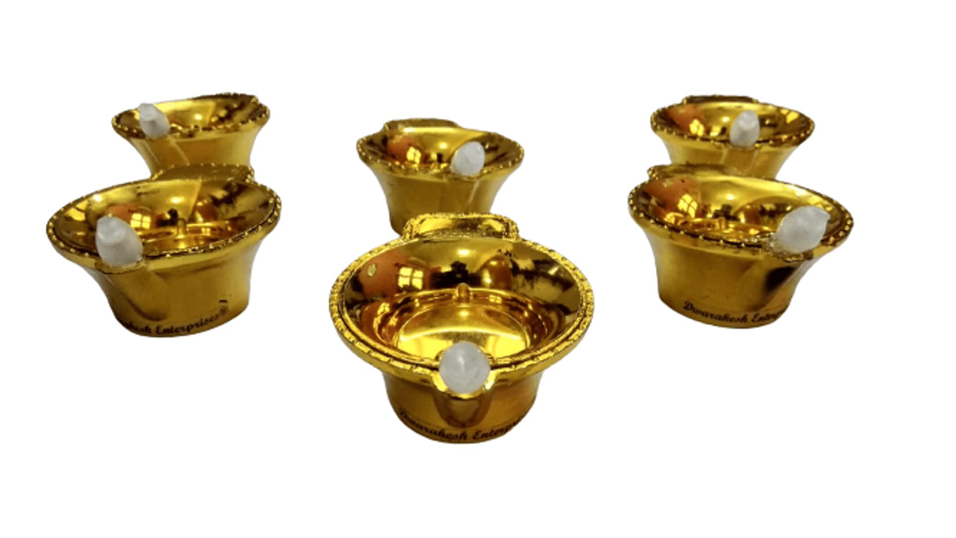 Dwarakesh Enterprises® Pack of 12 Large 7.5 cm Flameless LED Tea Light Candles - Long Battery Backup, Bright Yellow Glow, Transparent Large Realistic Wick - Perfect for Diwali, Parties, and Decor