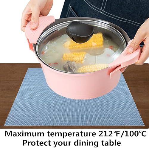 Miniatura 4 de Manteles individuales, manteles individuales de vinilo tejido entrecruzado, fáciles de limpiar, duraderos, antideslizantes, resistentes al calor,