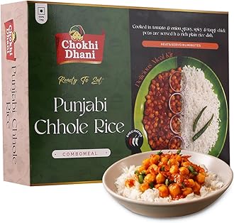 Chokhi Dhani Punjabi Chole Rice, Amritsari Chole Chawal Combo Meal, Ready to Eat Indian Food, Just Heat and Eat, Microwavable (Pack of 1, 350g)| Ready to eat Meals