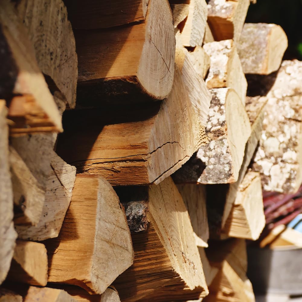 Brennholz 25 cm - Buchenholz & Eichenholz - Premium Feuerholz inklusive Anzündholz - trockenes 60 KG Hartholz mit unter 18% Restfeuchtigkeit - Ofenfertiges Kaminholz für Zuhause & Outdoor