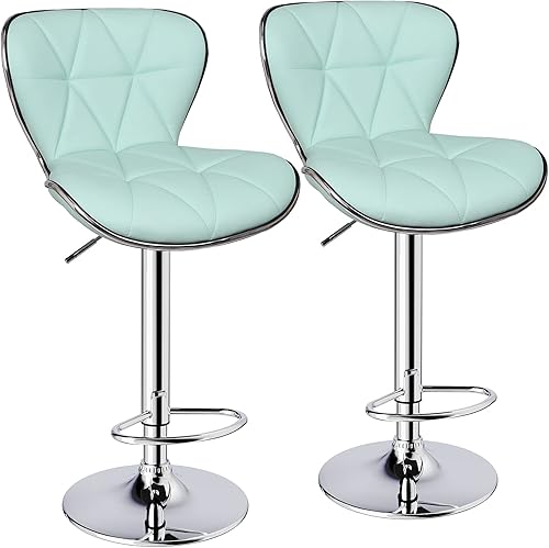 Miniatura 43 de Leopard- Bancos de barra giratorios, ajustables, con respaldo de piel sintética acolchada A-shell Espalda/Gris,Marrón,Caqui,Gris claro,Celeste,beige