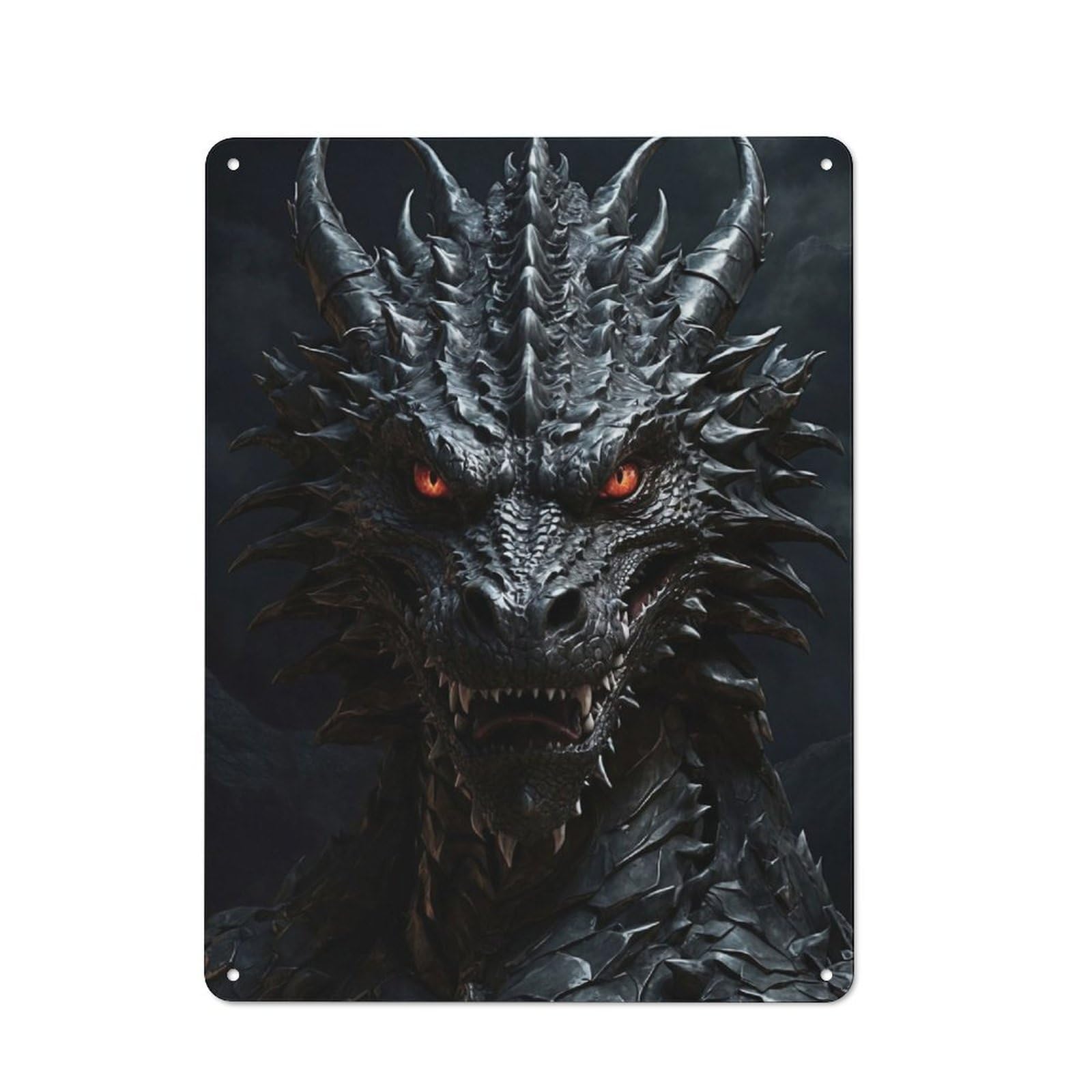Junmoney Black Dragon Rustic Metal Sign 40X30cm Featuring For Living Room Wall, For Vintage Wall Decor Fans, For Metal Sign Collectors