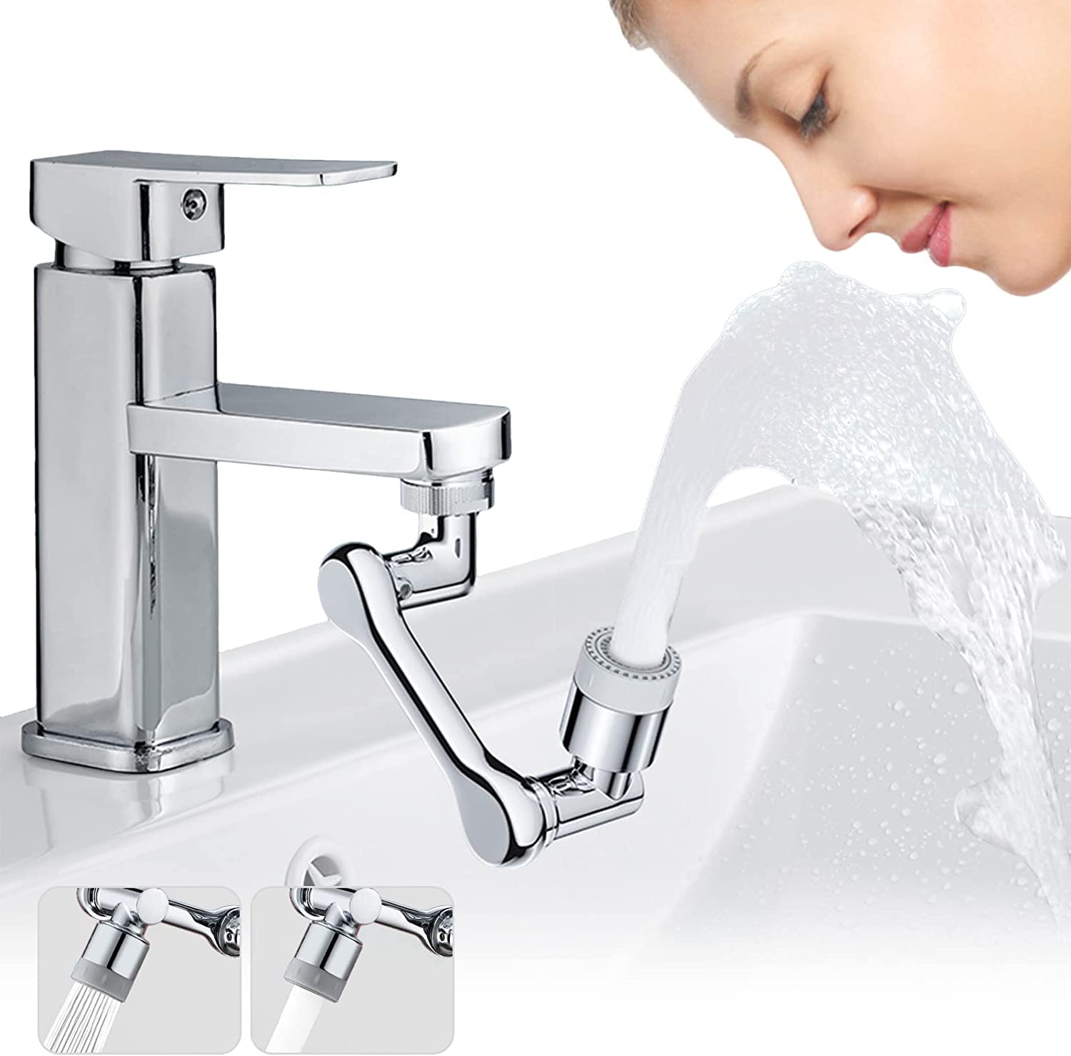 Faucet Extender Aerator, 1080° Rotating Swivel Tap Aerator, Kitchen