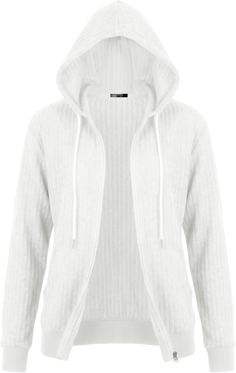 GIVON Women's Lightweight Zip Up Hoodie Brushed Knit Stretchy Fabric Long Sleeve Thin Jackets with Kangaroo Pocket