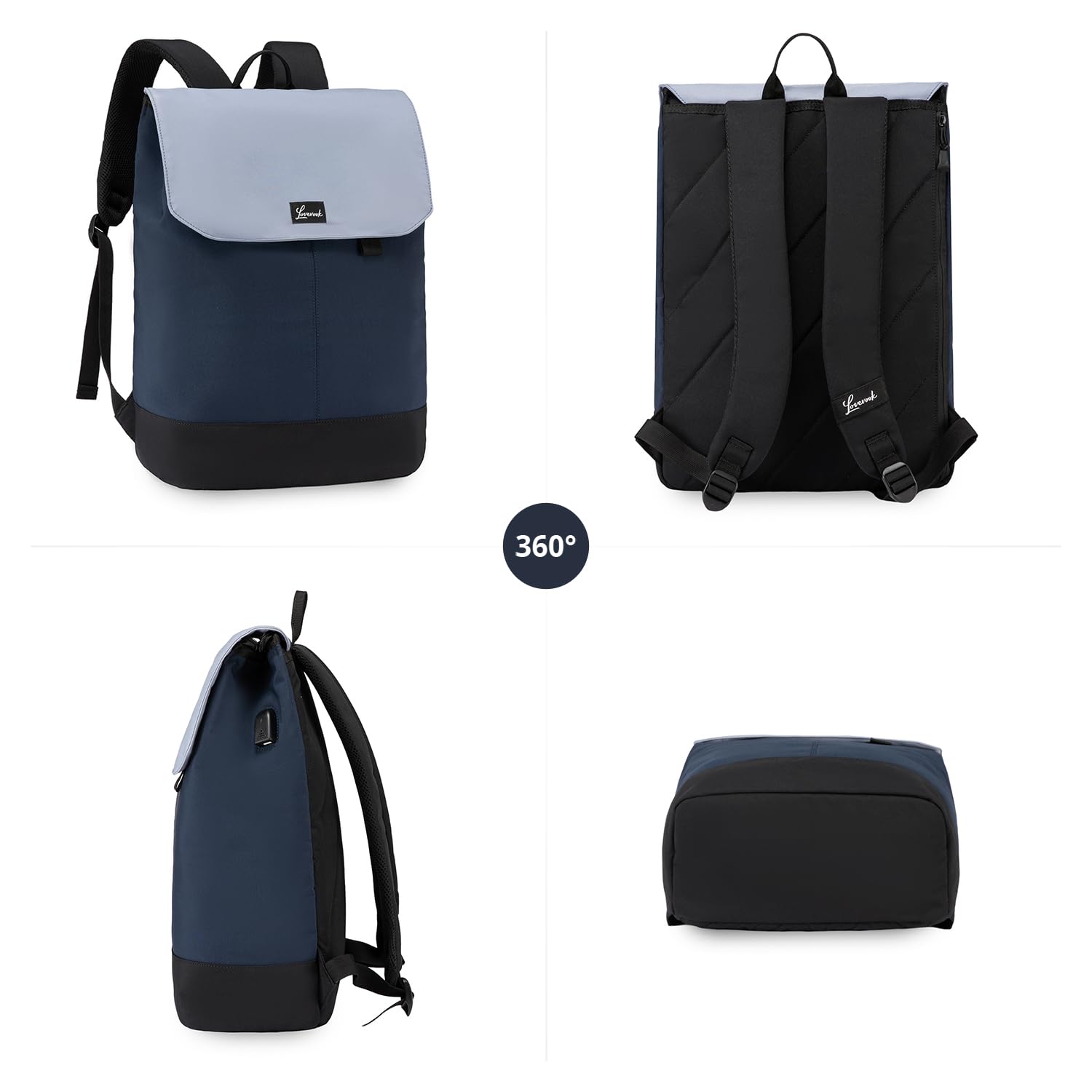 LOVEVOOK Zaino Porta PC Donna 15.6 Pollici, Grande da Viaggio e Lavoro, Impermeabile per Scuola e Università, Computer Laptop Backpack Waterproof, Antifurto Elegante Blu