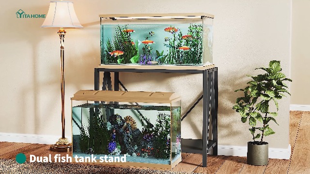 Akenow 40 Gallon Fish Tank Stand With Shelf, Metal Aquarium Stand