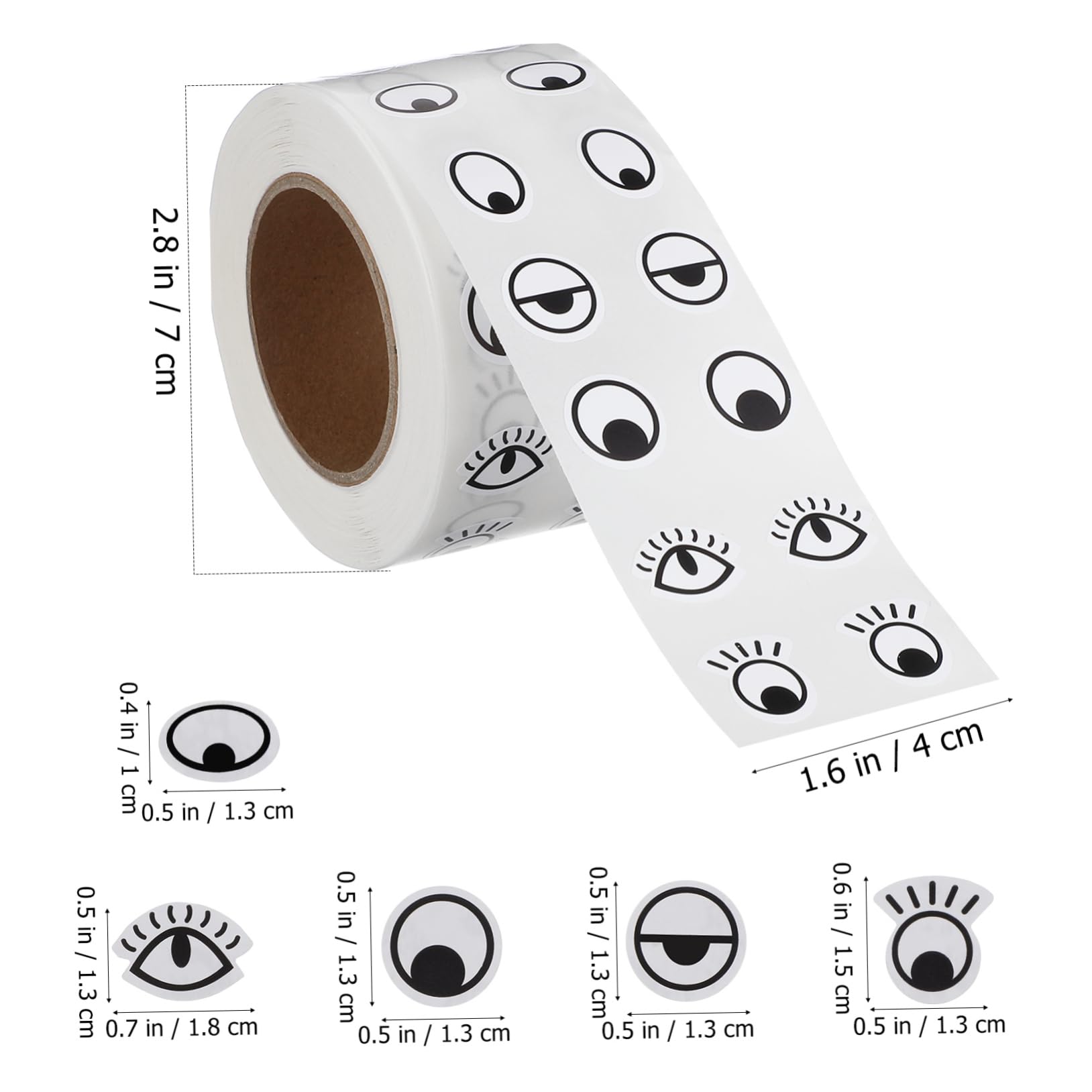 SEWACC Cartoon Eye Stickers 1 Roll Self-Adhesive Eyeball Decals for Crafts Decorations