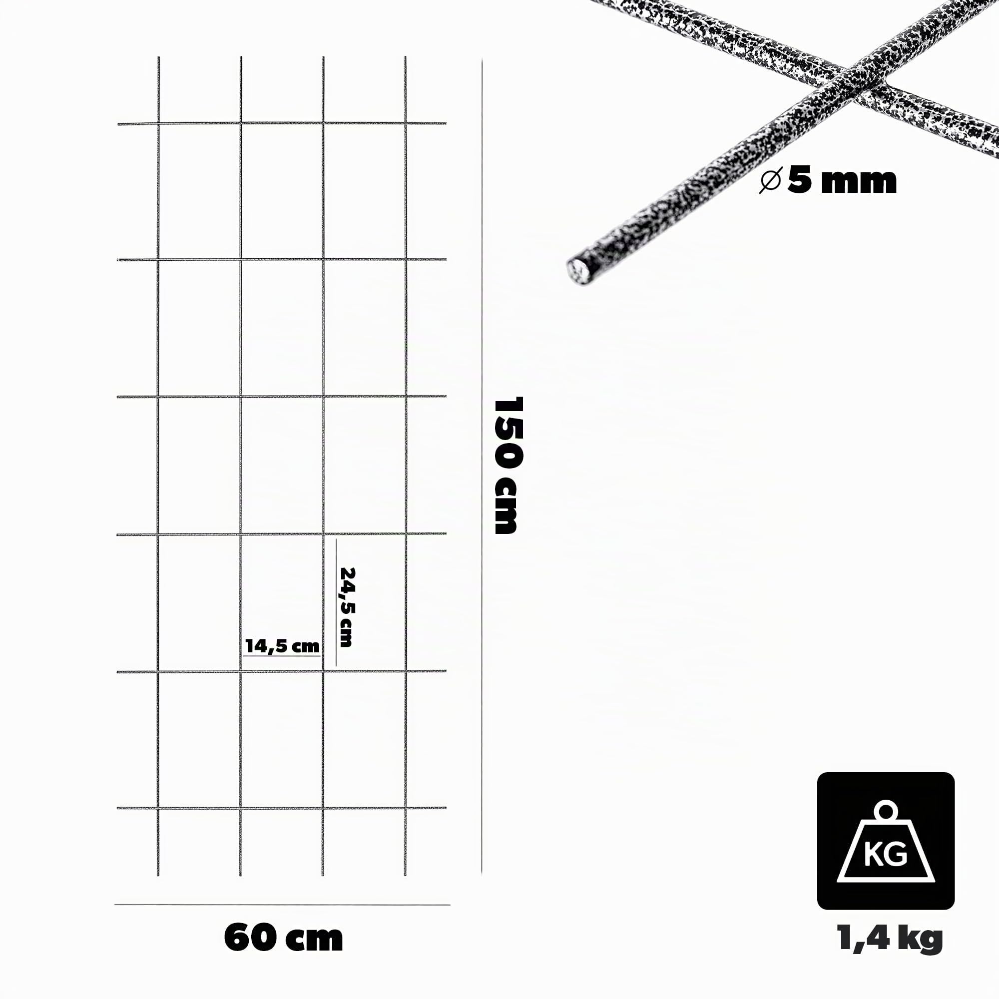 Kadax Rank Grille, traliccio giardino, piante, balcone, terrazza, traliccio di metallo, di rango, griglia da arrampicata in acciaio, da arrampicata, rose tralick, scintillamento (60 x 150 cm)