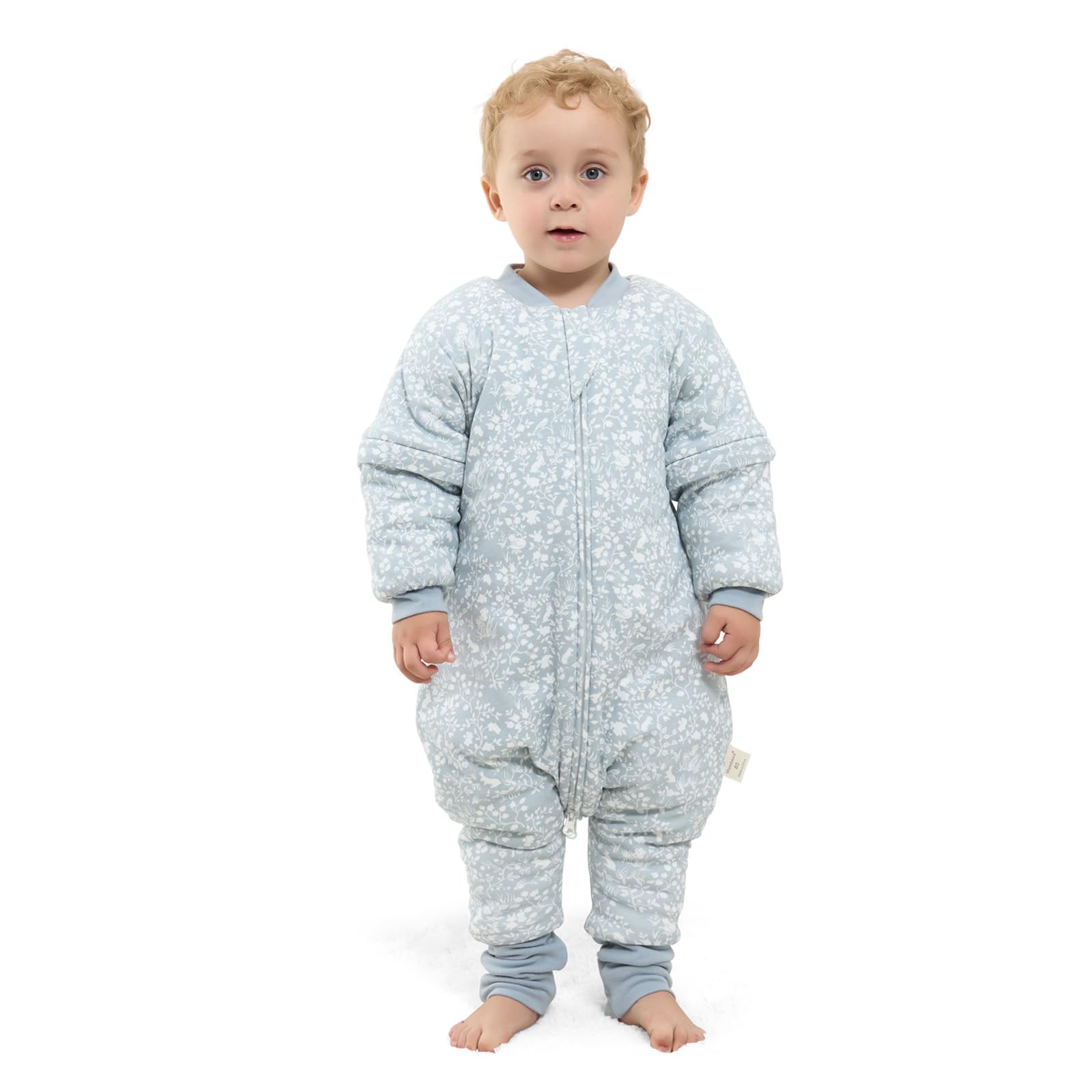 Mosebears Sacco nanna per bambino con gambe Sacco nanna per bambini foderato in caldo invernale con maniche staccabili, pigiama unisex per bambina