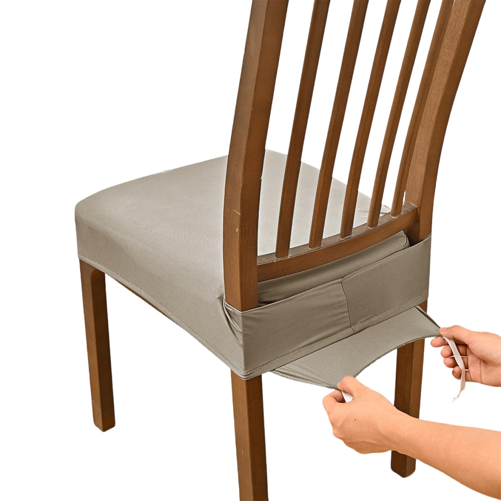 Buxuaaaa A Buxuaaa Washable Elastic Dining Chair Seat Cover For Home Use Polyester Fabric Waterproof Chair Seat Slipcover 4 Color Choices Slipcover