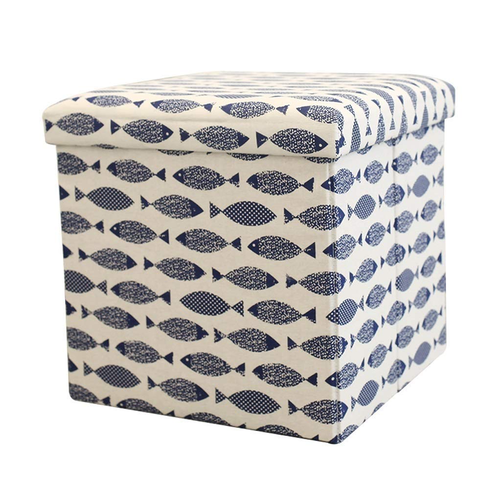 Tabouret de rangement pliant avec motif poisson coloré