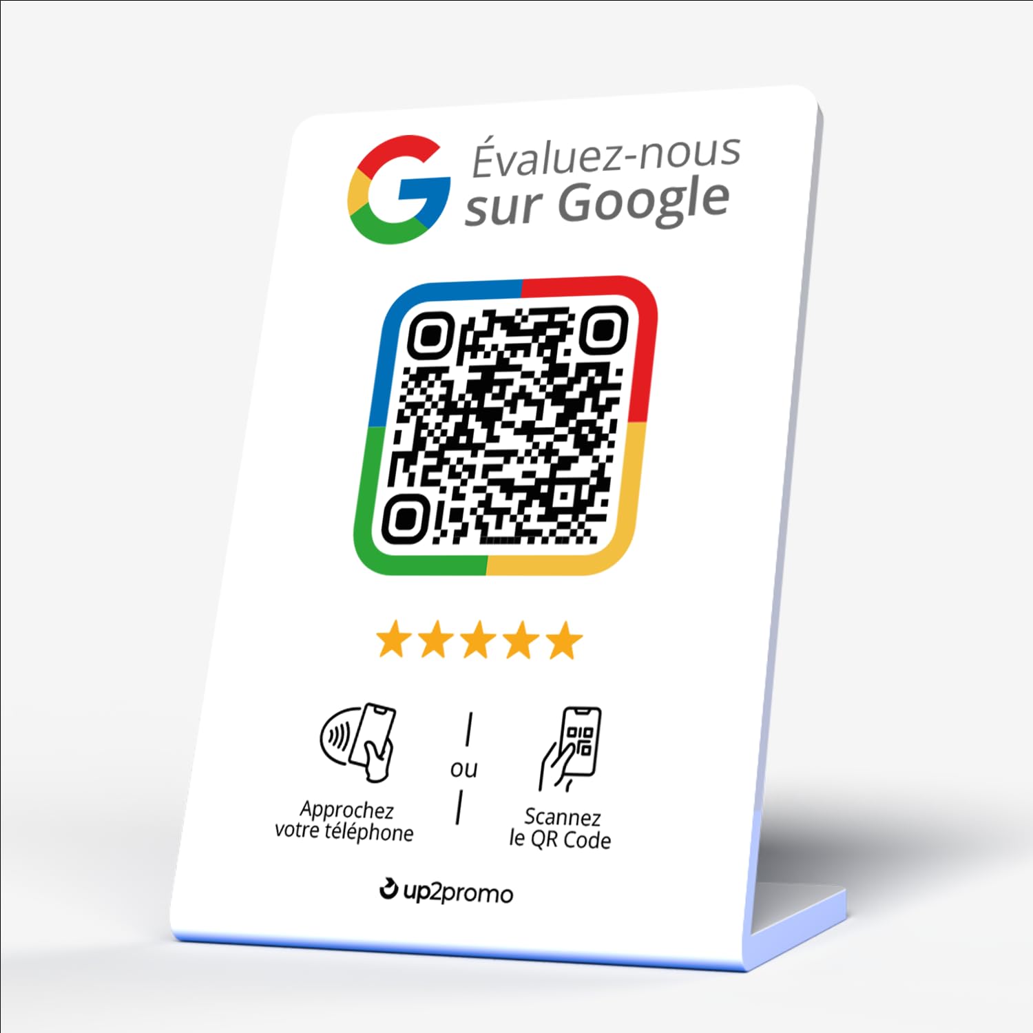 Avis NFC & QR Présentoir/écran/panneau pour Google (blanc)