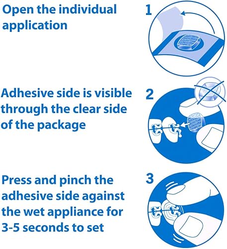 Miniatura 5 de Cera dental OrthoDots transparente, con humedad activada, de silicona, alternativa para el dolor causado por los aparatos de ortodoncia, se adhiere