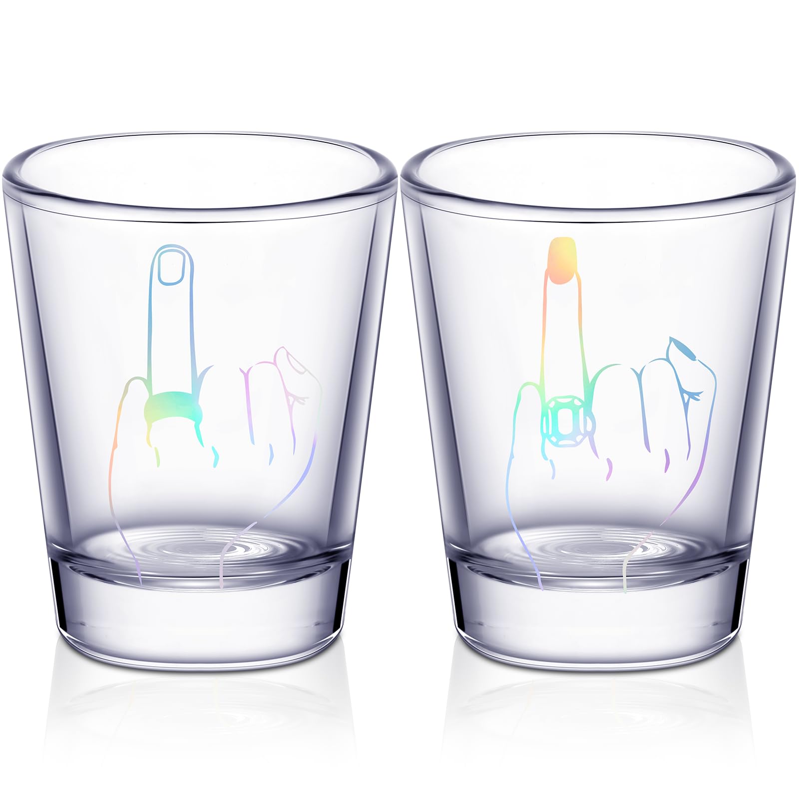 Mimorou Bride and Groom Glasses 2 Pieces Ring Finger Wedding Funny Bride Wine Glass 2 oz Mr and Mrs Engagement Gifts Stemless for Newlyweds Couples (