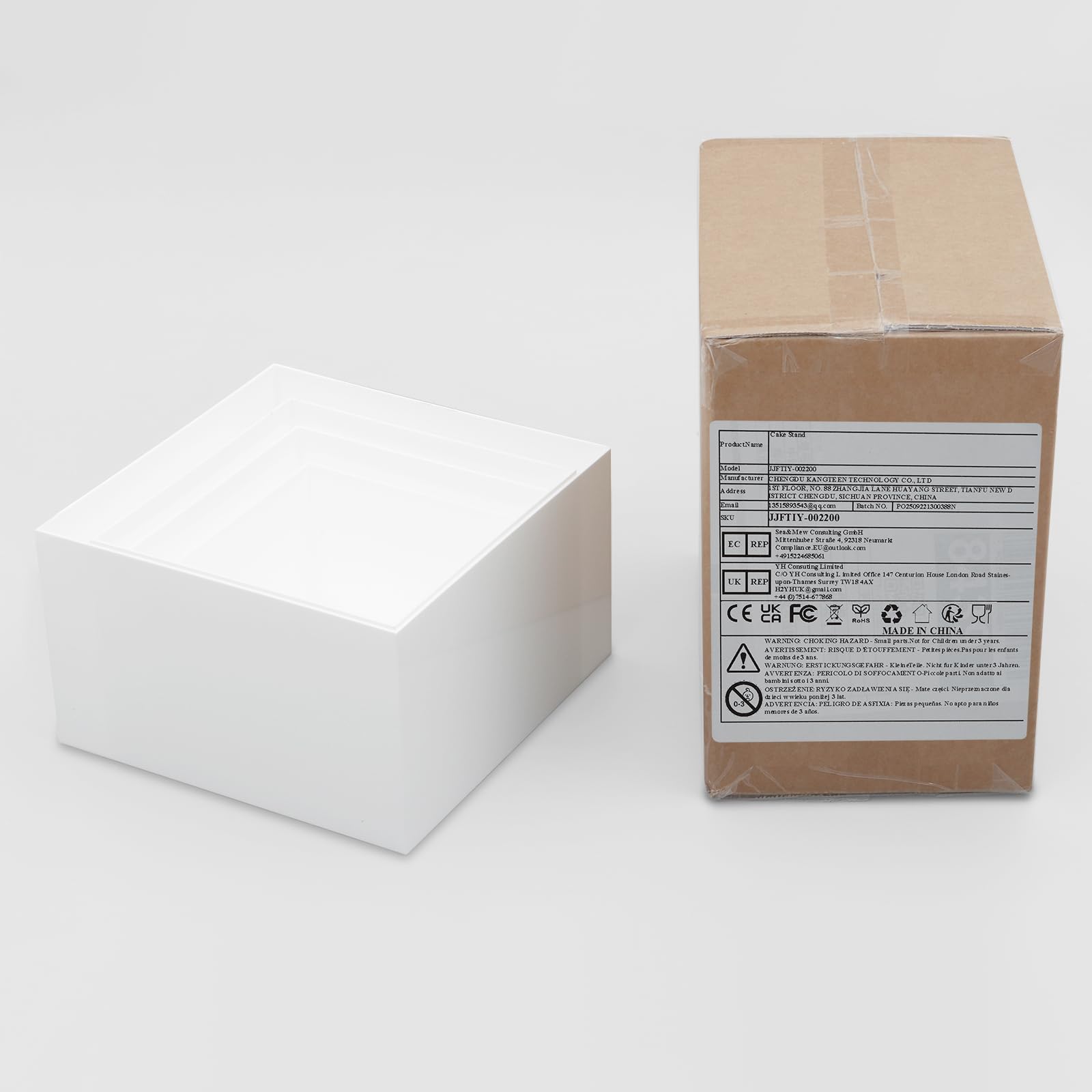 Lot de 4 présentoirs à gâteau en acrylique blanc en 4 tailles (20,4/20,35/30,54 cm) empilables pour cupcakes, objets de collection, bijoux et cosmétiques