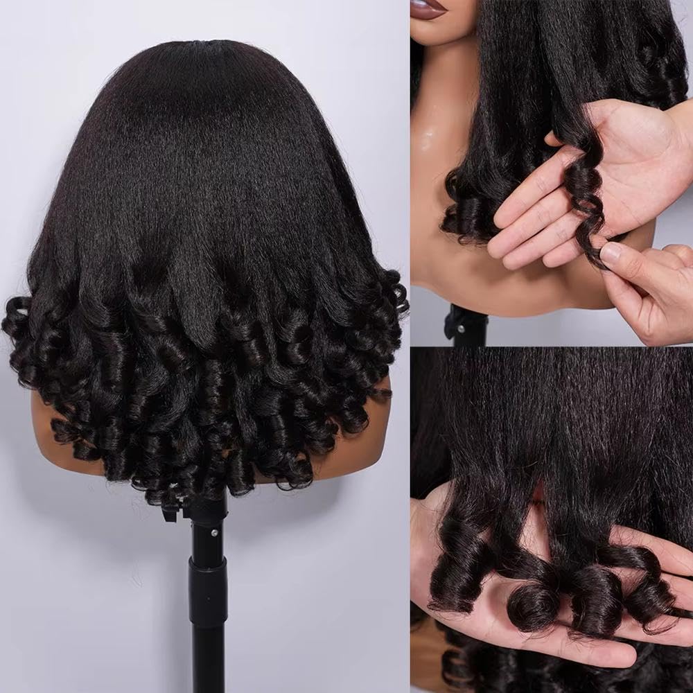 Haarpflege 100% Echthaar Lockere Gelockte V Teil Perücke Tragen Sie Go Glueless 250% Dichte U Teil Halbperücken