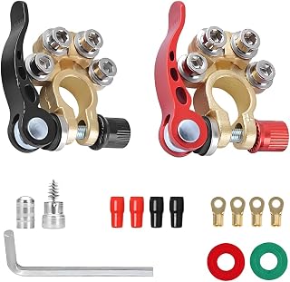 Car Battery Terminal Connectors, 4 Way Positive and Negative Quick Release Terminal Clip, Automotive Top Post Battery Connectors Clamps, Compatible With Vans Trucks and More (Style 1)