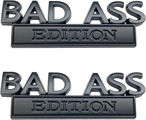2 emblemas de la edición Bad Ass, Bad Ass Car Funny Decal 3D con letras en relieve para parachoques de metal interesante, para vehículos