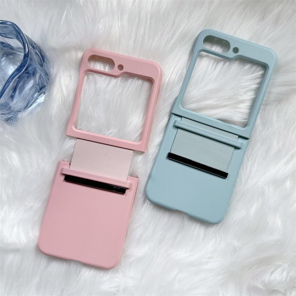 Funda de teléfono Plegable Mate con bisagra de Pulsera de Cuero para Samsung Galaxy Z Flip 5 4 3, Carcasa Trasera Dura de PC a Prueba de Golpes, Color Morado, para Z Flip 5
