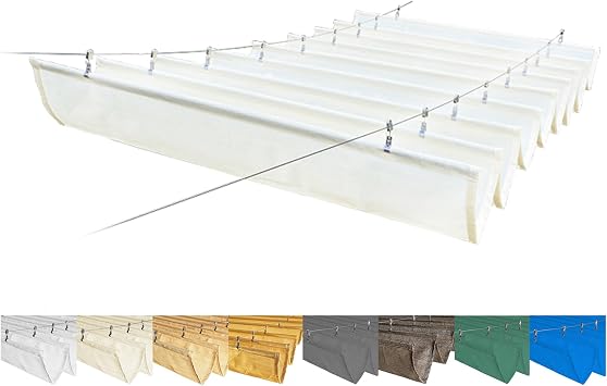 Retractable Wave Shade Sails, Telescopic Canopy Pergola Cover, 95% Sun Protection Anti-UV Wave Awning, Slide Hang Down Outdoor Deck Patio Backyard Garden Shelter