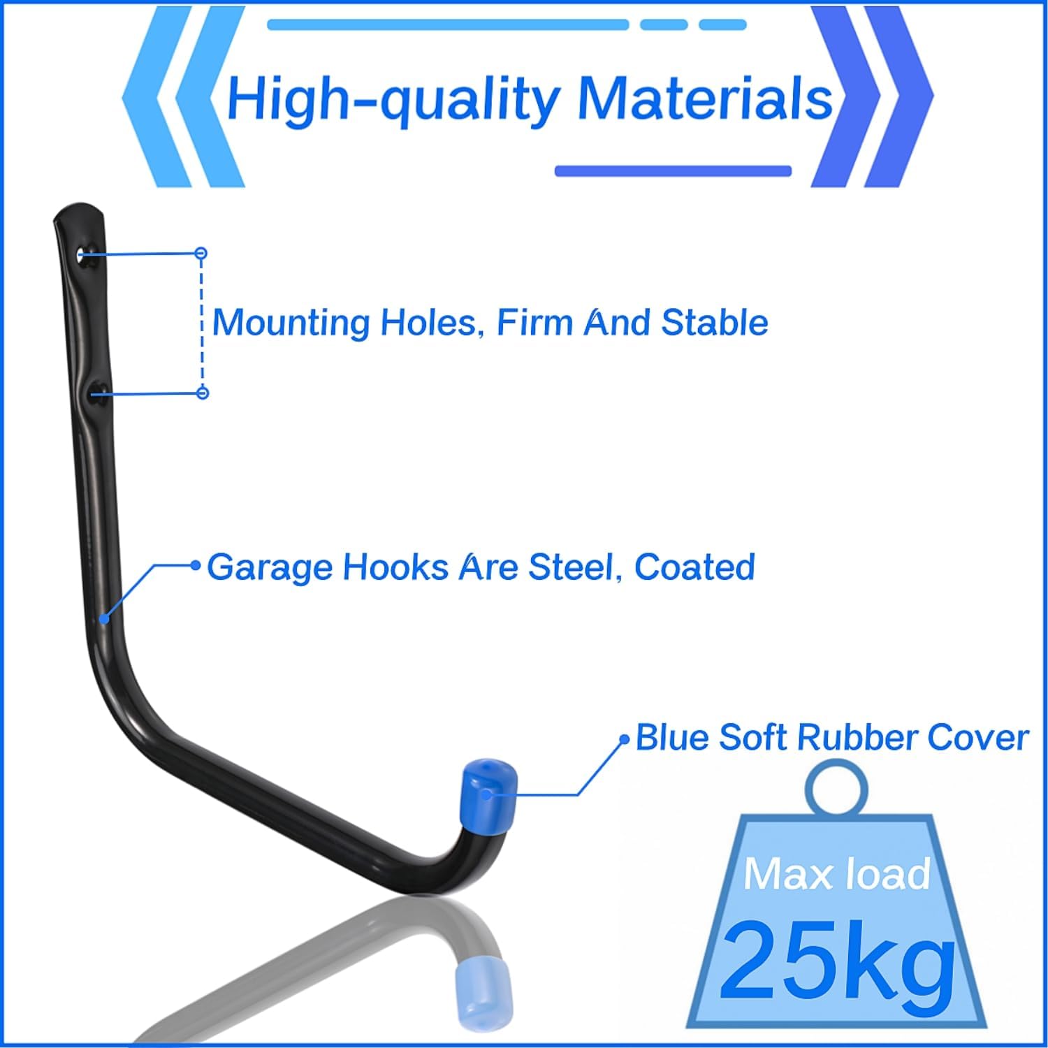 6.7In Garage Storage Utility Hooks, Heavy Duty Ladder Hooks, Wall Mount Garage Hanger & Organizer, 8 Pack (‎12G-6.7inch)