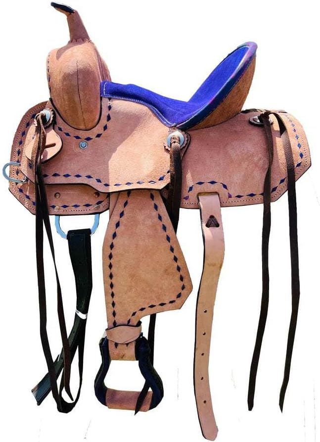 Horse Saddle Leather Western Barrel Racing Handmade Premium Comfort Horse Saddle for Best Riding Trail Equestrian Tooled Carved Size: 10-18 inches Seat Available, UG18