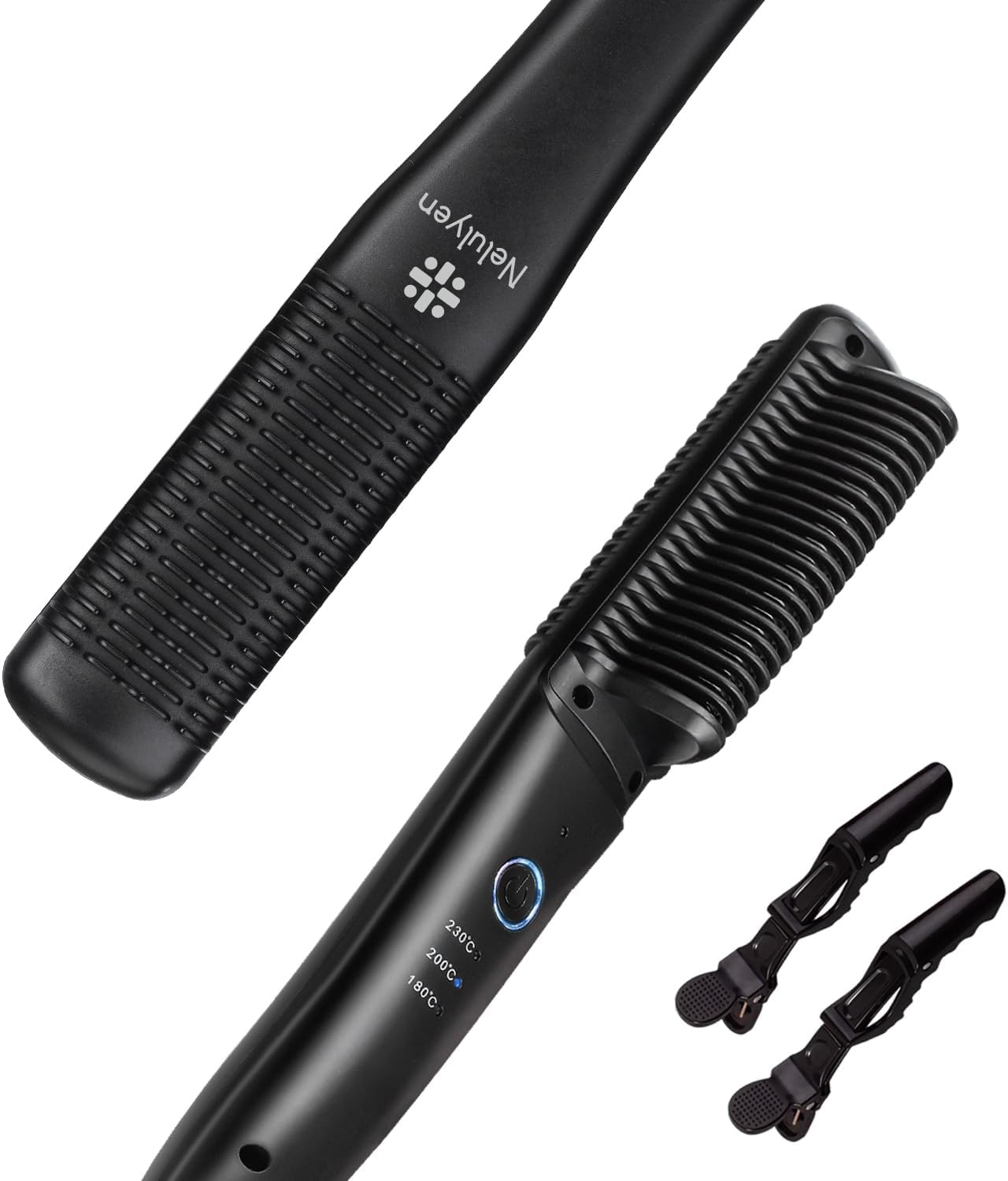 Hair Straightener Brush Ionic Straightening Comb for Women Straight or Curly Hair,Smooth Styling, Lightweight Hot Comb Ceramic Coating Dual Voltage, Professional Styling Tools