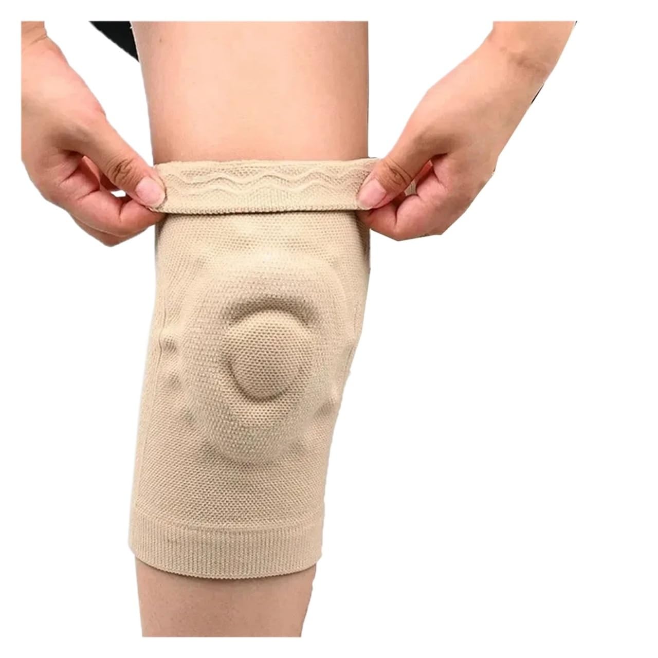 GenouillèRe Sport Genouillères fines en Silicone, 1 pièce, for Fitness, danse, patinage, Sport, basket-ball, cyclisme, à roulettes Protege Genoux(Beige-1pcs,M 40-50CM)