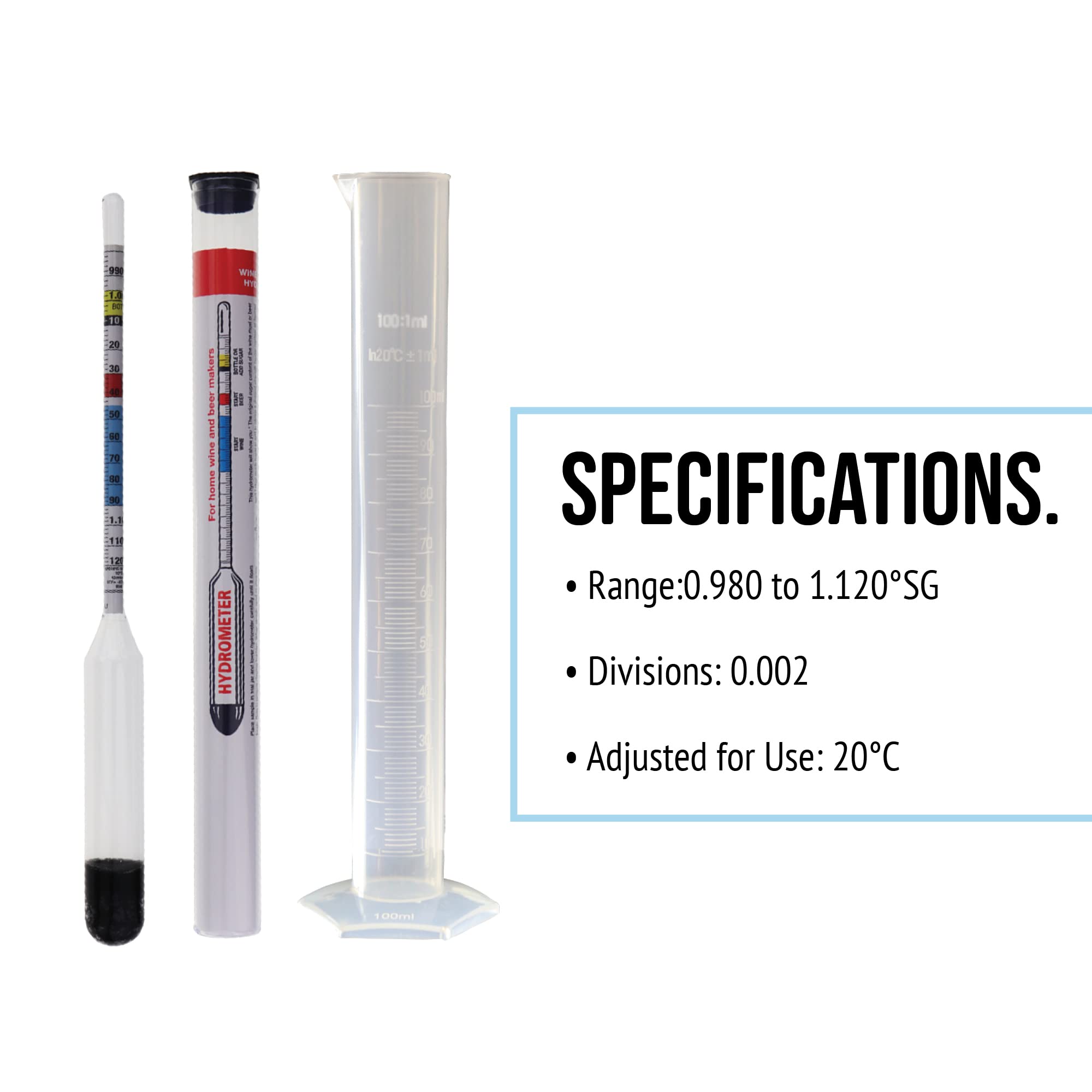 Home Brew Hydrometer with Included 100 Millimeter Trial Sampling Jar