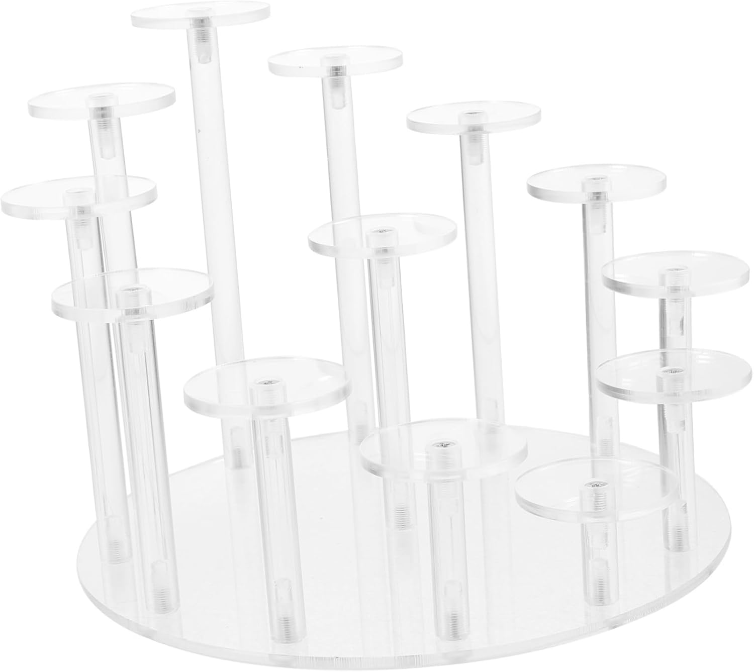 Acrylic Jewelry Display Stand Slots Compact Rack Figures Earrings and Rings Easy Assembly Display Holder for Collectibles and Figurines