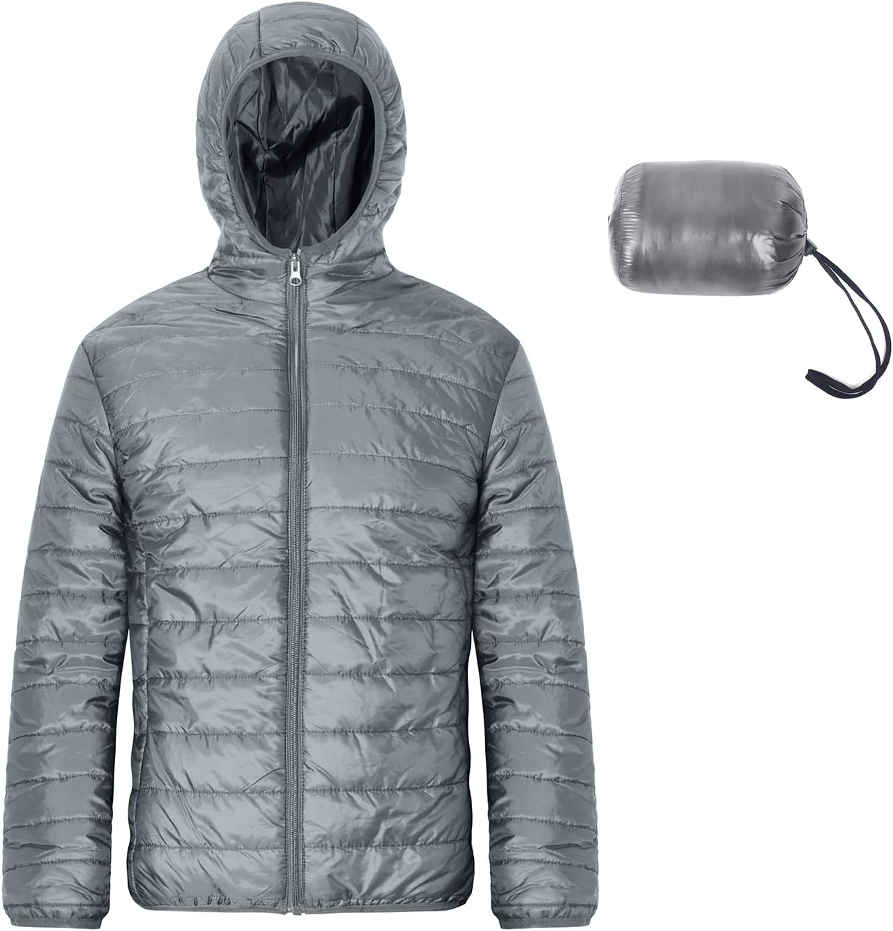 MYJAJAYI Mens Puffer Jackets Lightweight Packable Winter Jacket Hooded Water-Resistant Warm Outerwear