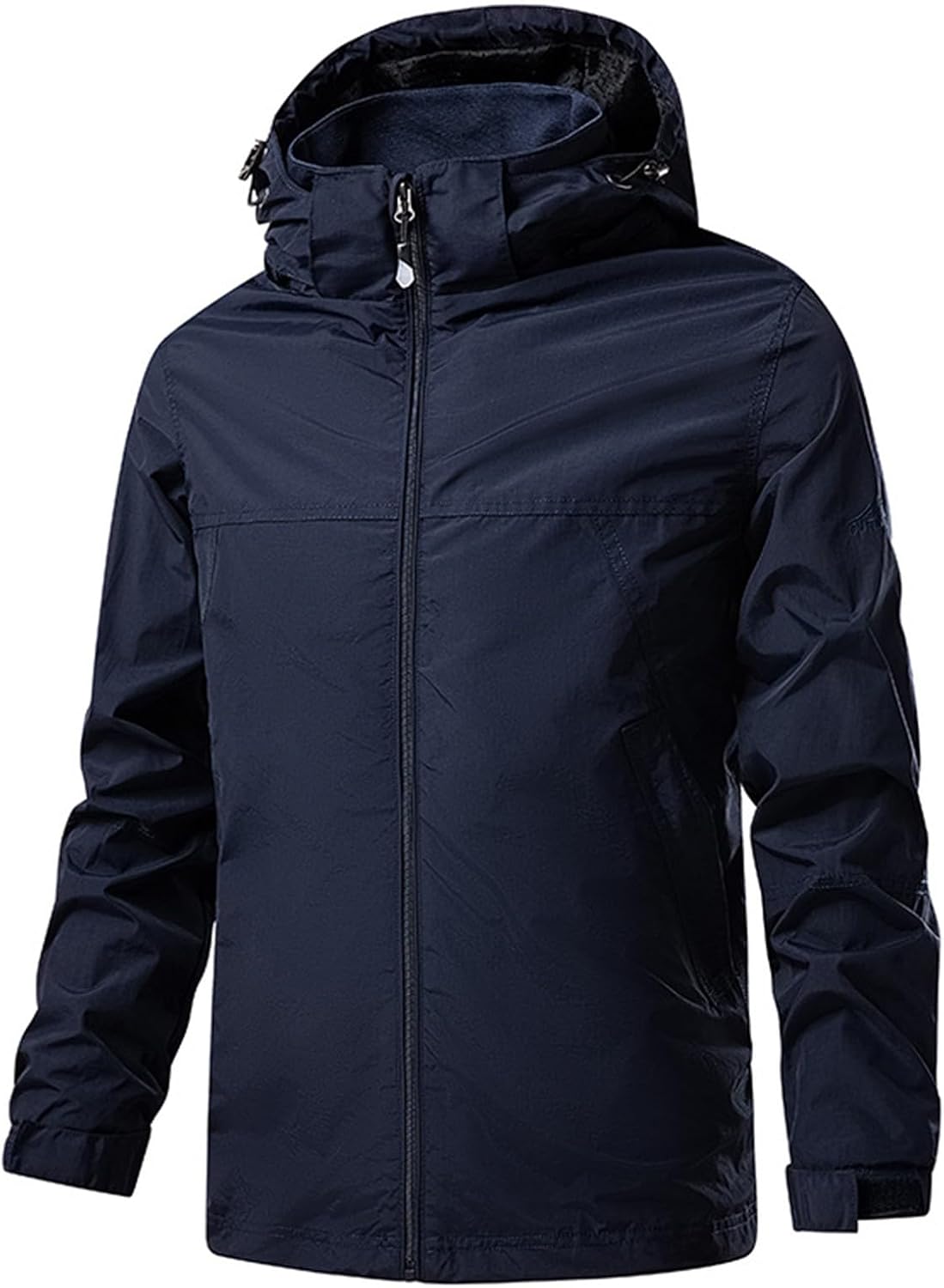 Mens Rain Jackets Waterproof With Hood Windbreaker Long Sleeve Casual Full Zip Up Raincoat Outdoor, M-2XL