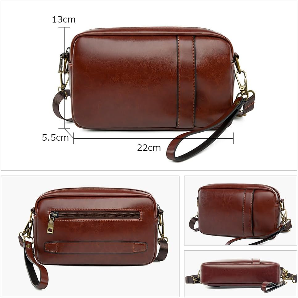 [Ｗｈａｔｎａ] 革 ミニショルダーバッグ メンズ 3way セカンドバッグ ミニ斜め掛け ボディバッグ ワンショルダー PUレザー