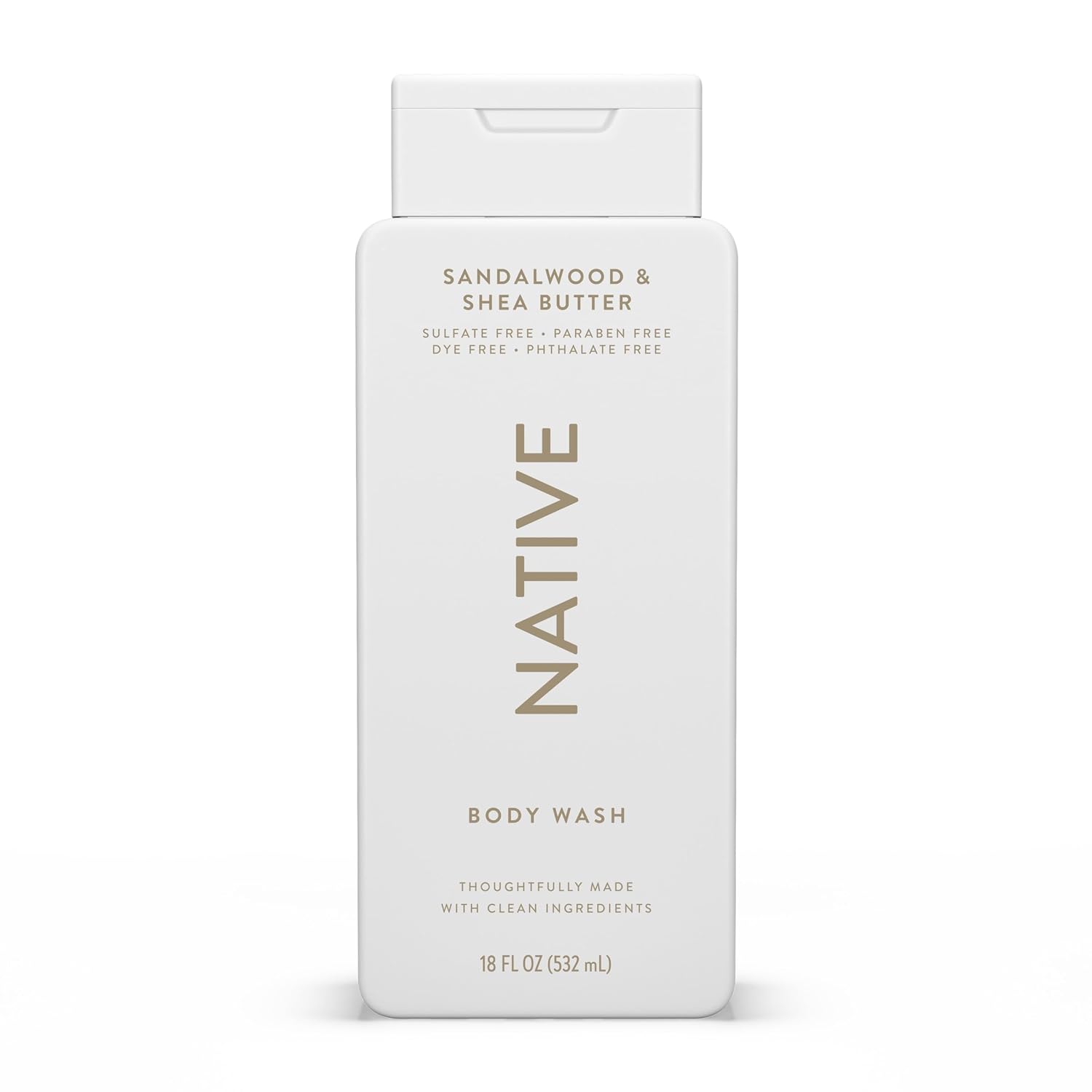 Native Body Wash Contains Naturally Derived Ingredients | For Women & Men, Sulfate, Paraben, & Dye Free Leaving Skin Soft and Hydrating | Sandalwood & Shea Butter 18 oz