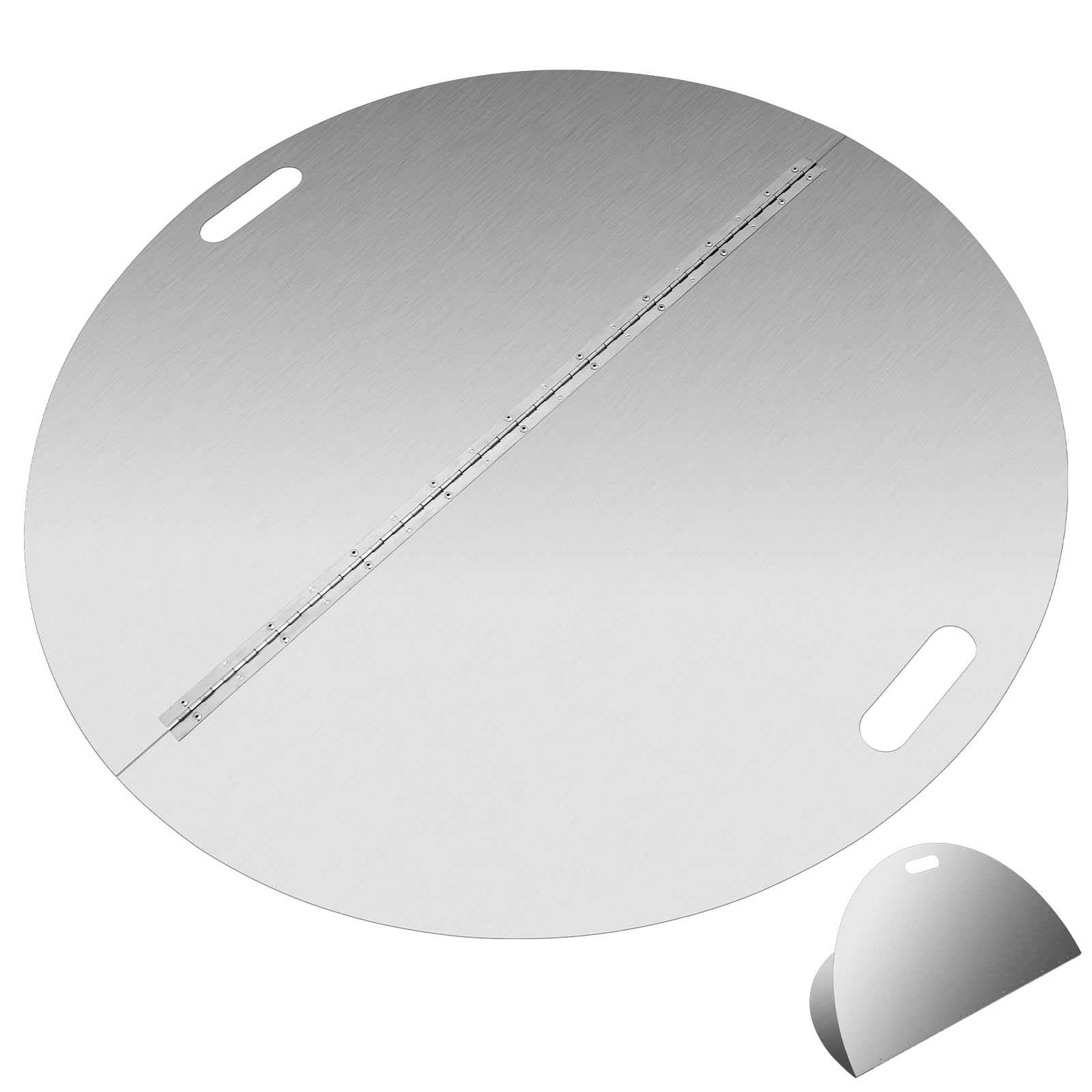 OUKIDR 40 Inch Round Fire Pit Lid, 304 Stainless Steel, Silver, Water Resistant