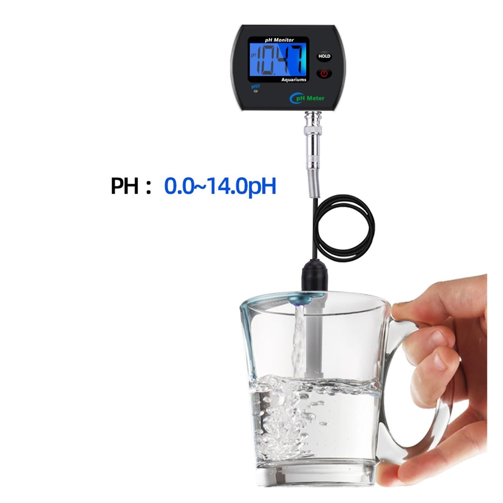 Tester dell'Acqua, Monitor PH Online da 2 Pezzi Montato a Parete, Tester di acidità in Tempo Reale for acquari e acquacoltura