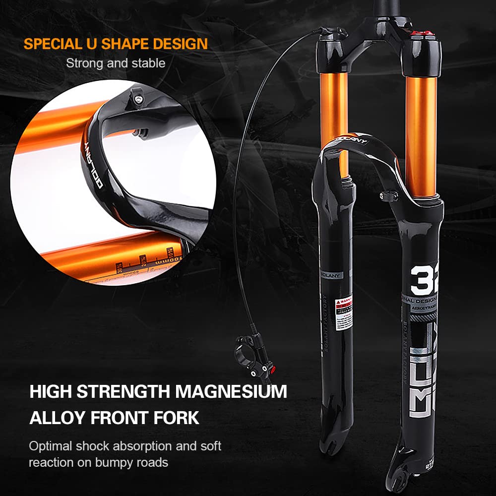 Forcella anteriore pneumatica per bicicletta,YIWENG Forcella anteriore pneumatica per mountain bike ultraleggera da 29 '' con telecomando Forcella ammortizzata per bicicletta in lega di magnesio Smorz