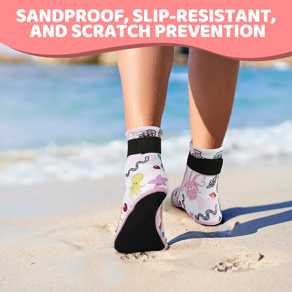 HAGOT Calzari Neoprene Bambini，Calzini da Muta in Neoprene da 3 mm, Calzini Termici per Bambini, Antiscivolo e Antigraffio da Sub per Piscina, Spiaggia, Immersioni e Snorkeling