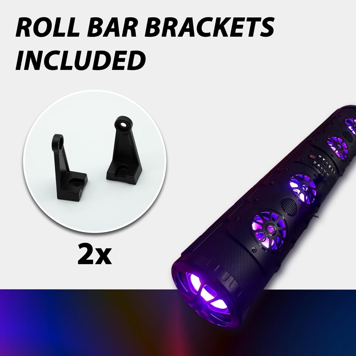 Gravity GTVL74BT 800-Watt Amplified Double-Sided Powersports Marine Soundbar, 8 Speaker, Bluetooth, LED Backlit, Waterproof, Dirtproof, Roll Bar Mount, for UTV/ATV/Off-Road Vehicles
