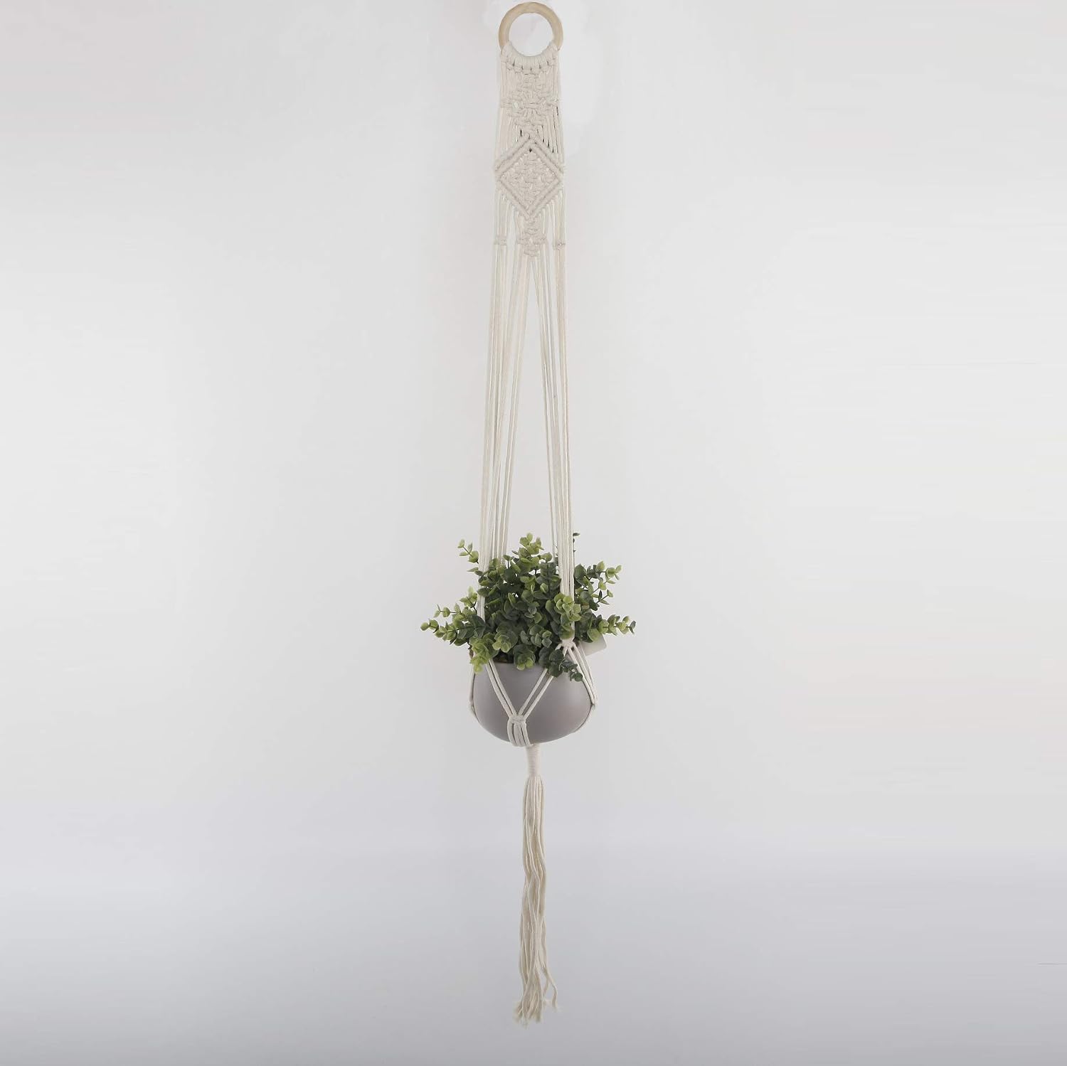 Flora Bunda 43 Inch H Cotton Rope Hanging Macrame Planter Hanger for Home Decoration