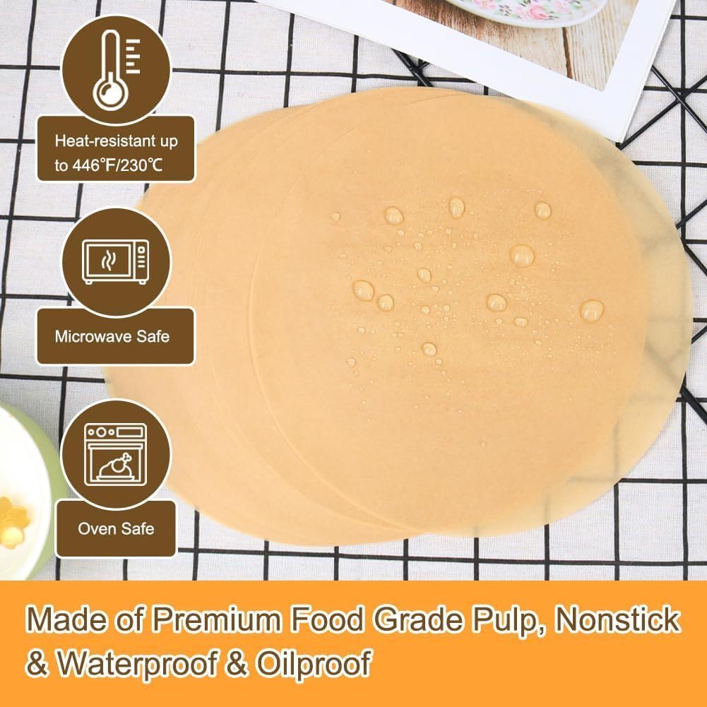 150 Sheets Round Baking Parchment Paper,6, 8, 10 Inch Parchment Paper Rounds Non-Stick Precut Parchment Paper Sheets for Baking, Cookies, Pizza, Steamer & Grilling