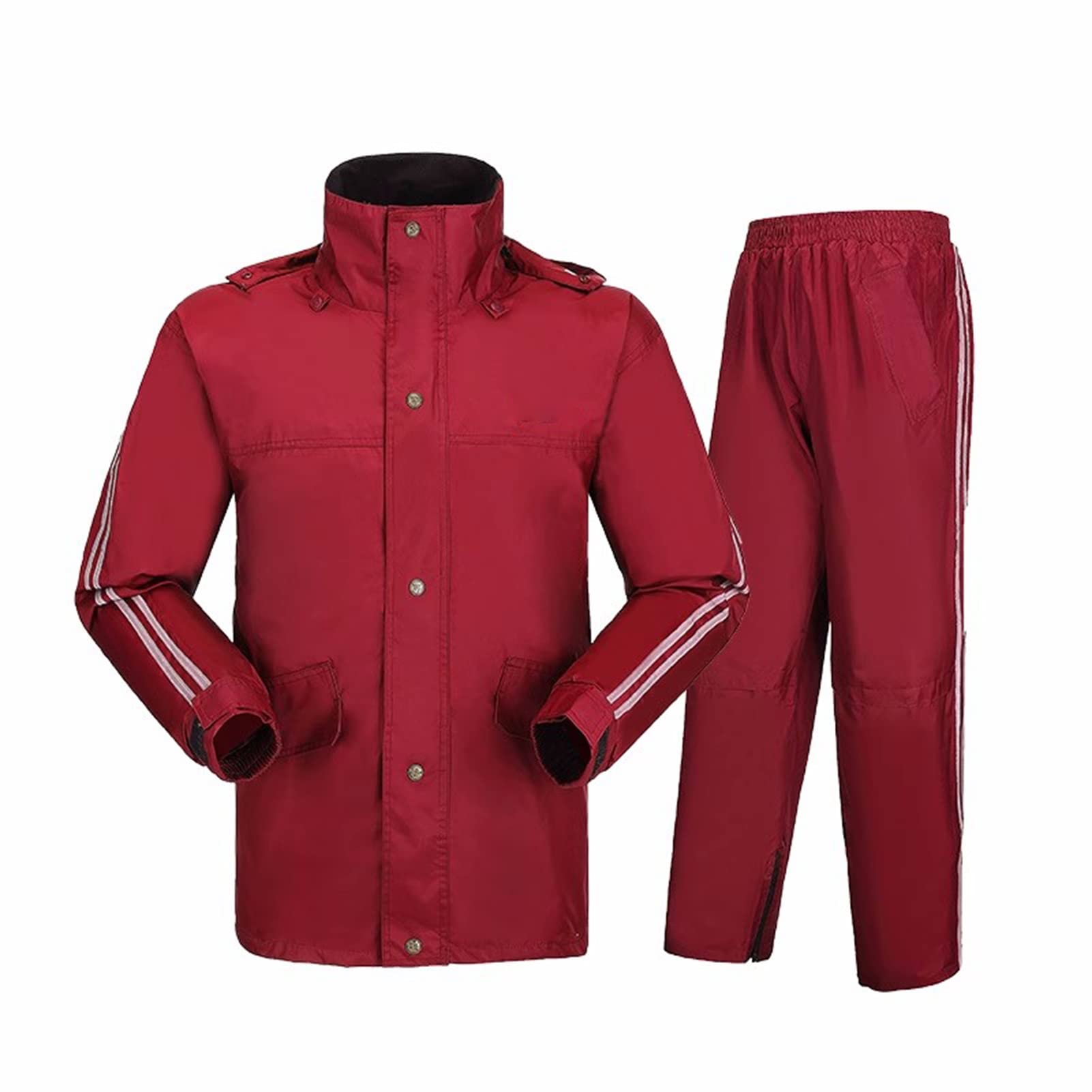 Chubasquero, con Capucha, portátil, Cortavientos, Impermeable, Transpirable, Chaqueta y Pantalones(Red,L)