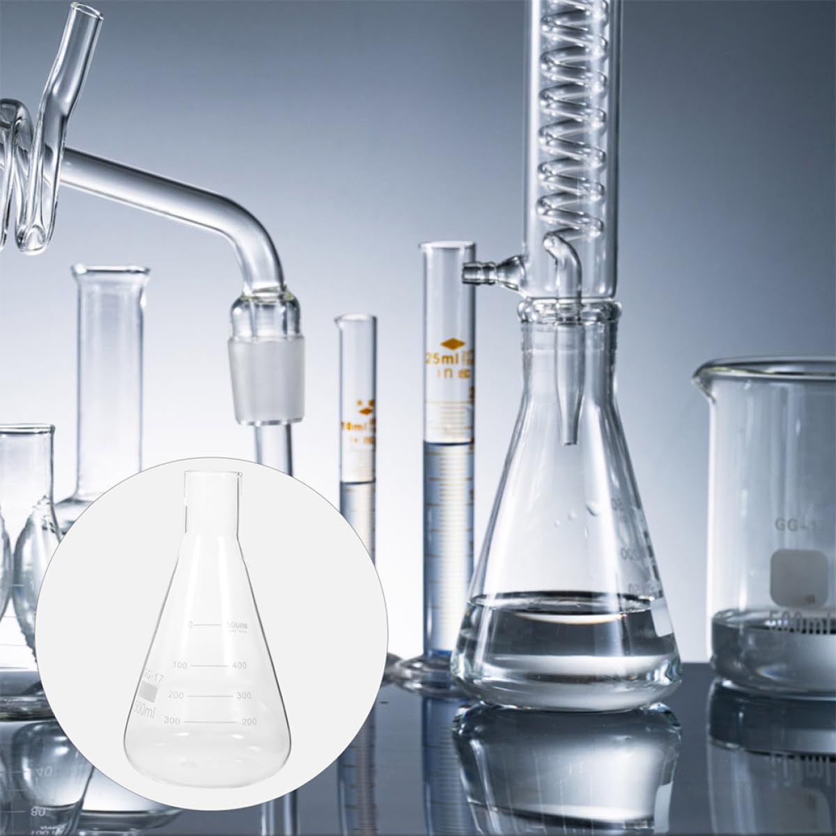 TOPBATHY Matraces Erlenmeyer Cónicos sin Olor Juego de 4 de Vidrio de Borosilicato Medición Precisa para Experimentos Escolares y Laboratorio