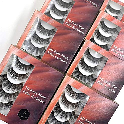 3D Lashes Extension HINARIN False Eyelashes Fluffy Natural Round Look Enlarge Eyes Reusable 5 Pairs Pack 3 Styles Long Soft and Comfortable Makeup 100% Handmade