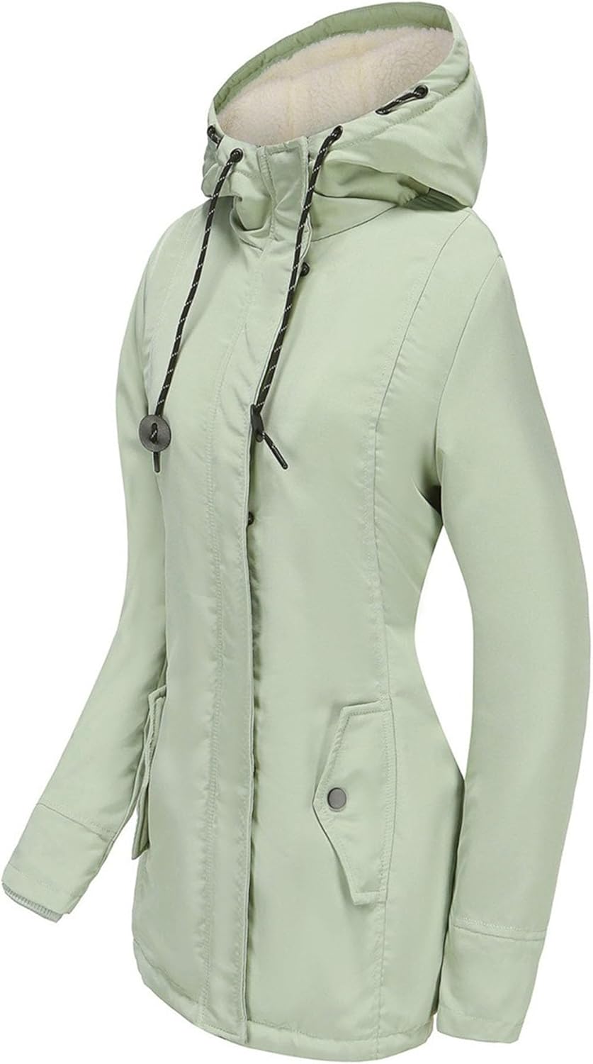JEKE-DG Women's Waterproof Thicken Parka Jacket Hooded Lined Casual Anorak Jacket Military Warm Winter Outerwear